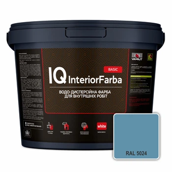 Інтер’єрна глибокоматова фарба VAMIUT IQ InteriorFarba BASIC, RAL 5024 (Пастельно-синій), 10 л.