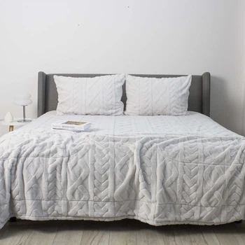 Покривало євро максі 240×260 ТЕП Soft Angora сіре, жакард, велюр, м’яке (4-04886_34647)