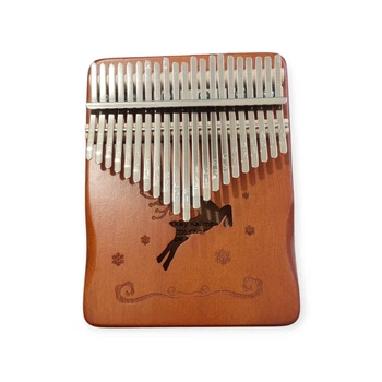 Калимба с резонатором Kalimba на 21 язычков Ручное фортепиано Коричневый Олень и Снежинки K-21-26K