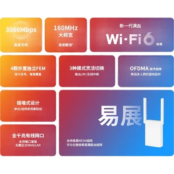 TP-LINK AX3000 Дводіапазонний гігабітний WiFi 6 Sub-маршрутизатор Бездротовий маршрутизатор Підсилювач сигналу Mesh Легкорозширюваний настінний маршрутизатор Підсилювач сигналу XDR3032 Легкорозширювана версія