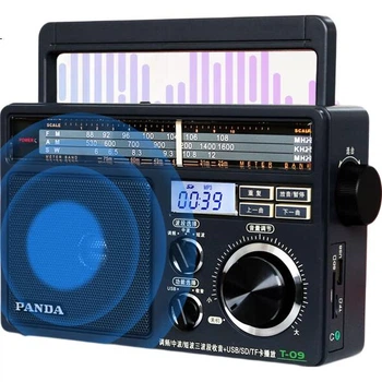 Panda T-09 Традиційний великий настільний динамік усіх діапазонів (USB, SD-карта) для літніх людей, подарунок, картка-вставляється, напівпровідниковий акумулятор, змінний/постійний радіоприймач