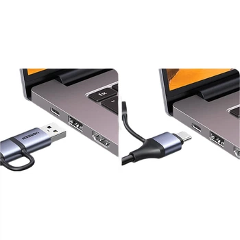 Карта захвата видео UGREEN HDMI с входом 4K HD, совместимая с ноутбуками, смартфонами, планшетами и камерами Switch/NS/PS5 для игр, прямых трансляций и записи видео, а также с USB-портом и разъемом Type-C.
