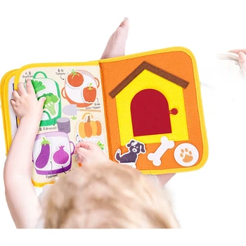 Jollybaby Чарівна книжка-липучка на липучці, стійка до розривів, дитяча жувальна міцна іграшка, дитяча іграшка-подарункова книжка-розрив - фермерське видання