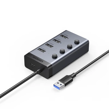 USB-концентратор UGREEN 3.0, док-станция для расширения высокоскоростного соединения, удлинительный кабель для ноутбуков и настольных компьютеров, жестких дисков, клавиатуры и мыши.