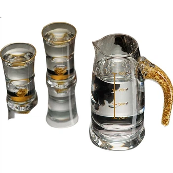 Набір для лікеру JD Original, 24-каратні платинові келихи для лікеру високого класу, градуйований декантер, подарункова коробка, 10 декантерів та 10 чашок