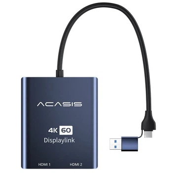 Док-станция Acasis DisplayLink Expansion Dock, расширение для трех экранов для Apple M345 Pro, расширение для нескольких экранов, USB-HDMI конвертер, двухконтактная конструкция Type-C/USB, DS0602