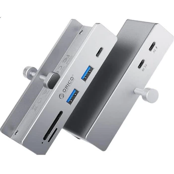 Концентратор ORICO Type-C, розширювальна док-станція USB 3.2Gen2, концентратор 10 Гбіт/с, конструкція з алюмінієвого сплаву, подовжувач для настільних комп'ютерів та ноутбуків, сріблястий MH5PC