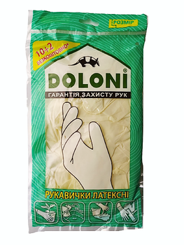 Перчатки DOLONI латексні одноразові неопудрені (12 шт/6 пар в упаковці) розмір L 6/60 (4559)