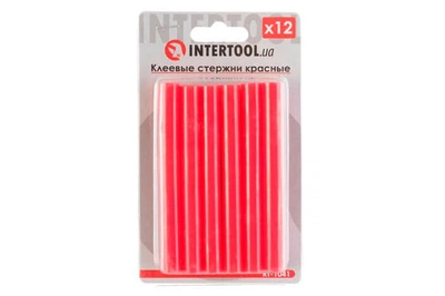 Клеевые стержни универсальные Intertool 11.2 x 100 мм красные (в упаковке 12 шт.)
