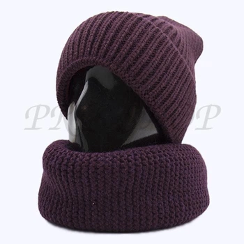 Шапка молодежная бини на манжете шерстяная с полоской флиса Sofi H058 L / 57-58 Бордовый