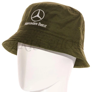Панама котоновая с автомобильной вышивкой панамка универсальная летняя Mercedes-Benz Pkh20902 L / 57-58 Темный хаки