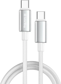 Кабель Type-C-Type-C 2м Colorway zinc alloy braided) (PD Fast Charging 100W) 5А, білий (CW-CBPDCC099-WT)