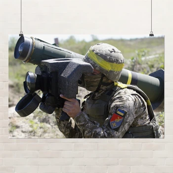 Постер Украинский воин с ПТРК Джавелин, ВСУ, Javelin, A3 30×42 см (id6262)