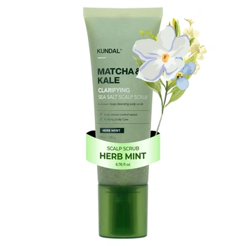 Солевой пилинг Kundal Matcha & Kale Clarifying Sea Salt Scalp Scrub Herb Mint для кожи головы 200 г