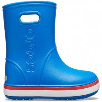 Дитячі гумові чоботи Crocs Crocband Rain Boot kids 22-23 р 12.3-13.1 см Сині 205827-C6 Bright Cobalt/Flame