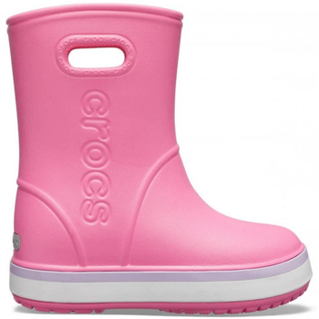 Детские резиновые сапоги Crocs Crocband Rain Boot kids 33 р 20.1-20.8 см Розовые 205827-J2 Lemonade/Lavender