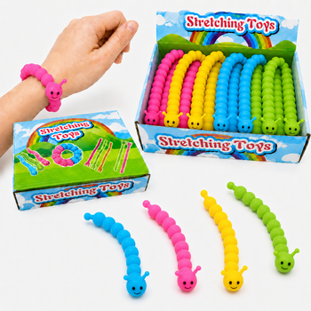 Іграшка-антистрес Stretching Toys Гусениця 50 шт - еластичні браслети-тягучки 20 см