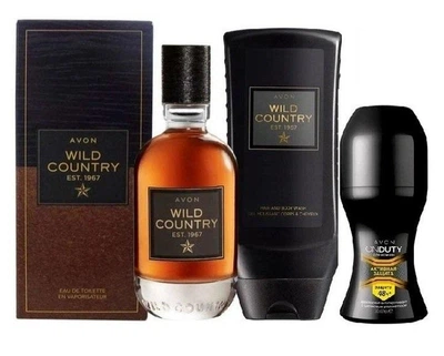 Набір: Туалетна вода AVON Wild Country 75 мл, кульковий дезодорант, гель для душу