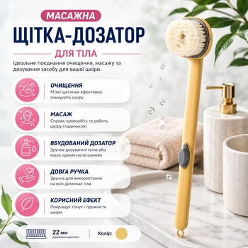 Массажная щетка-дозатор для тела BodyBrush, желтая