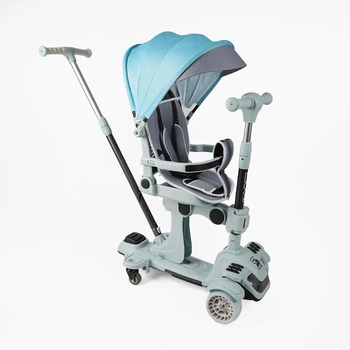 Самокат 5в1 "Skyper" BL-61020(4) колеса PU125х40мм со светом, с капюшоном, поворотное сиденье, с ДОП. КОЛЕСАМИ, защитный бампер