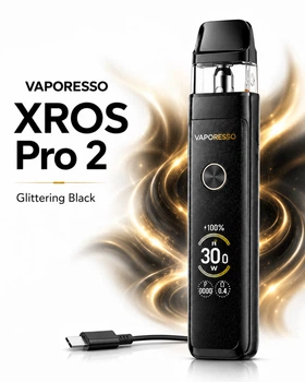 Многоразовая Pod-системы Vaporesso Xros Pro 2 Glittering Black электронная сигарета 2000 мАч Иксрос Про 2 Черный 3 мл
