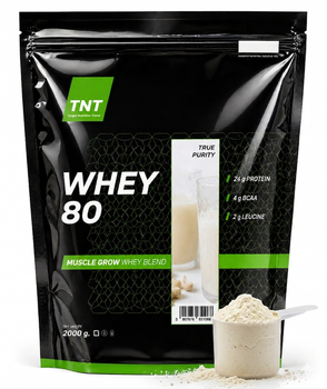 Протеїн 2кг для росту м'язів TNT Nutrition Whey 80 Натуральний (Без смаку)