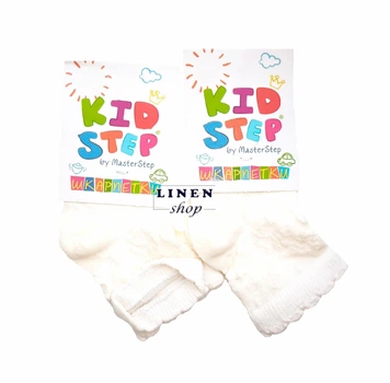 Набор 2шт однотонные молочные детские носки в кружево Master Step KidStep 895 н2 6-8 на 0-3мес