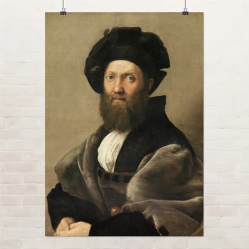 Постер Портрет Бальдассаре Кастильоне, Рафаэль, Raphael Santi, A3 42×30 см (id6955)