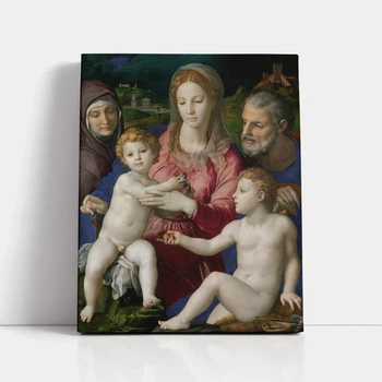Інтер'єрна картина Свята Родина зі святою Анною, Бронзіно, Bronzino, Holy Family with St.Anne, 37×30 см (id6965)
