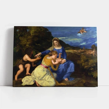 Інтер'єрна картина Мадонна Альдобрандіні, Тіціан, Titian, Aldobrandini Madonna, 30×42 см (id6978)