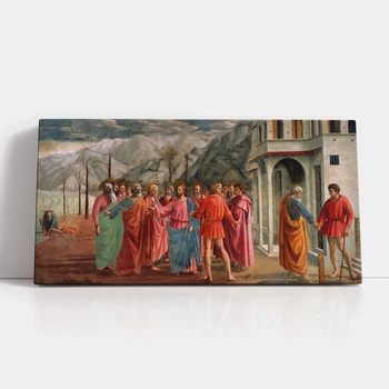 Інтер'єрна картина Диво з динарієм, Мазаччо, Masaccio, The Tribute Money, 29×60 см (id6975)