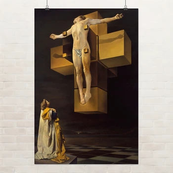 Постер Гиперкубическое тело, Сальвадор Дали, Salvador Dalí, Corpus Hypercubus, абстракционизм, A3 42×28 см (id6996)