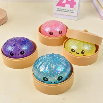 Игрушка Антистресс Dumpling Глиттер (6см) сквиш пельмень с блестяшками игрушка сюрприз, 1 шт для детей (арт 15804)