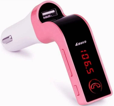 Автомобильный FM трансмиттер FM-модулятор 4 в 1 с Bluetooth, USB, MP3, AUX, слотом для micro SD Розовый (МХ-4692-12996E)