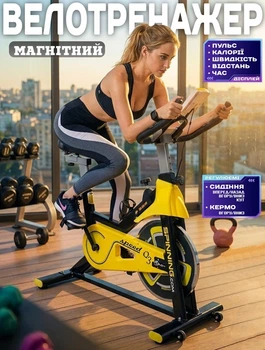 Велотренажер з дисплеєм EcoFit E-Q3S (до 120 кг) магнітний спинбайк регульовані сидіння та кермо