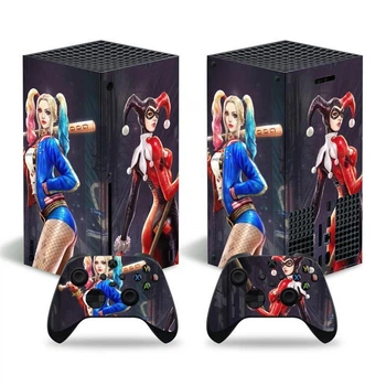 Наклейка-стикер для Xbox Series X + 2 геймпада в стиле Harley Quinn Edition (Коллекция образов)