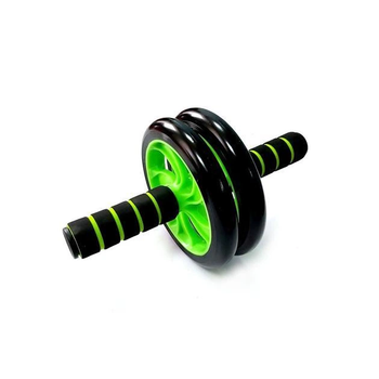 Ролик для пресу подвійний EasyFit колесо Ab Wheel Double з килимком зелений (гімнастичний тренажер колесо для м'язів)