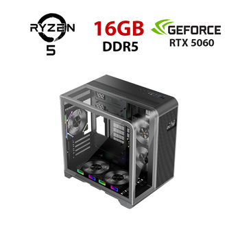 Игровой ПК STALKER RT5 Black Tower / AMD Ryzen 5 8400F (6 (12) ядер по 4.2 - 4.7 GHz) / 16 GB DDR5 / 960 GB SSD / nVidia GeForce RTX 5060, 8 GB GDDR7, 128-bit