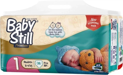 Детские подгузники Baby Still Economic размер 1 (2-5 кг) 36 шт анатомические памперсы для малышей от протеканий