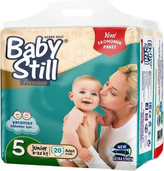 Детские подгузники Baby Still Economic размер 5 (7-25 кг) 20 шт анатомические памперсы для малышей от протеканий