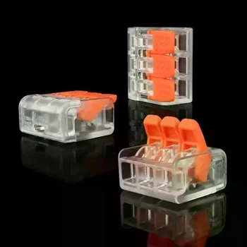 Клема 413 аналог WAGO 3pin клеммы, клеммники 3 контакта 221-413 прозрачные