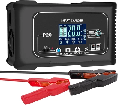 Зарядний пристрій для акумуляторів HTRC 12V/24V 20A/10A: Смарт-зарядка для Lead-Acid, LiFePO4, Lithium з режимом відновлення та LCD-дисплеєм