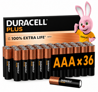 Батарейки Duracell Plus AAA -36 ШТУК (LR03) MN2400, Бельгия, Щелочная минипальчик