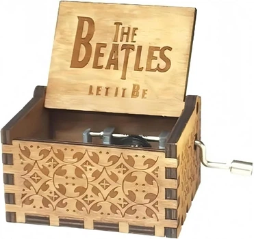 Дерев'яна музична шкатулка з ручним приводом The Beatles (Let It Be) — Вінтажний сувенір