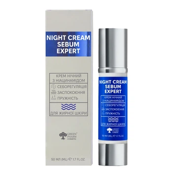 Нічний крем з ніацинамідом Sebum Expert для жирної шкіри Green Pharm Cosmetic 50ml