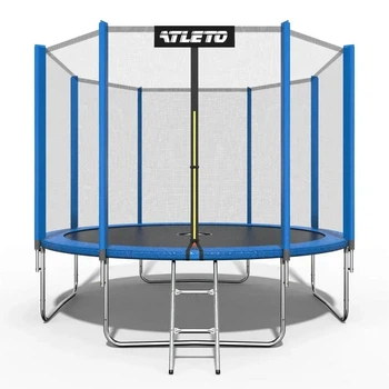 Батут детский Atleto 374 см с сеткой и лестницей синий (42400458)