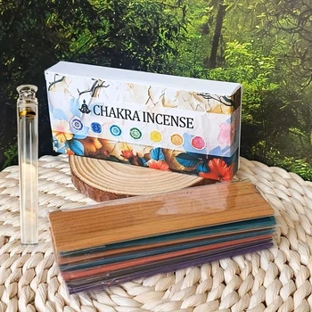 Набор Avtoaks МИНИ-аромапалочек с колбой и подставкой "Chakra Incense" 96 шт 7 ароматов : Лаванда, Вишневый цвет, Океан, Белый шалфей, Жасмин, Цитрус, Кровь дракона.