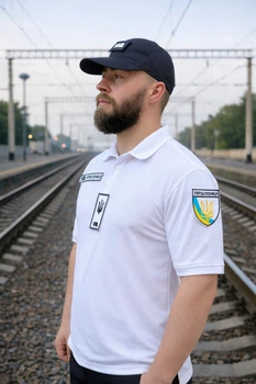 Теніска поло Українська залізниця (без шевронів) біла 4XL