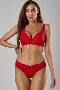 Комплект белья: бюстгальтер push-up и трусики 9362 Balaloum красный 80D/L