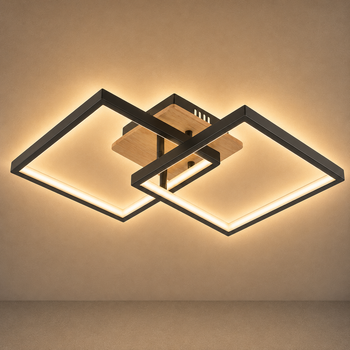 Люстра потолочная светодиодная VALESO DK6589-2 LED 41W Чёрный+Дерево
